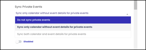 sync private events settings