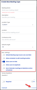 create new meeting type