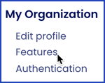 organization settings menu sidebar