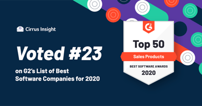 Cirrus Insight Ranked in Top 25 of G2's Top Sales Products for 2020