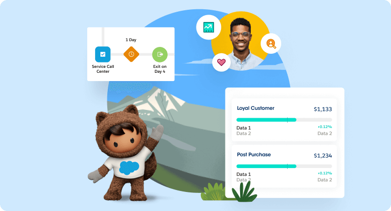 Graphic of Salesforce features.