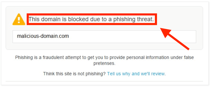 Screenshot of phishing notification.
