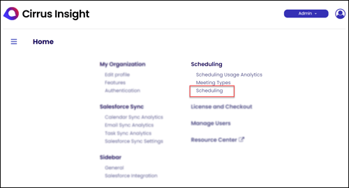admin dashboard scheduling