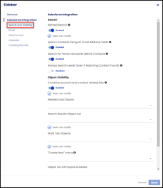 admin dashboard search and visibility 