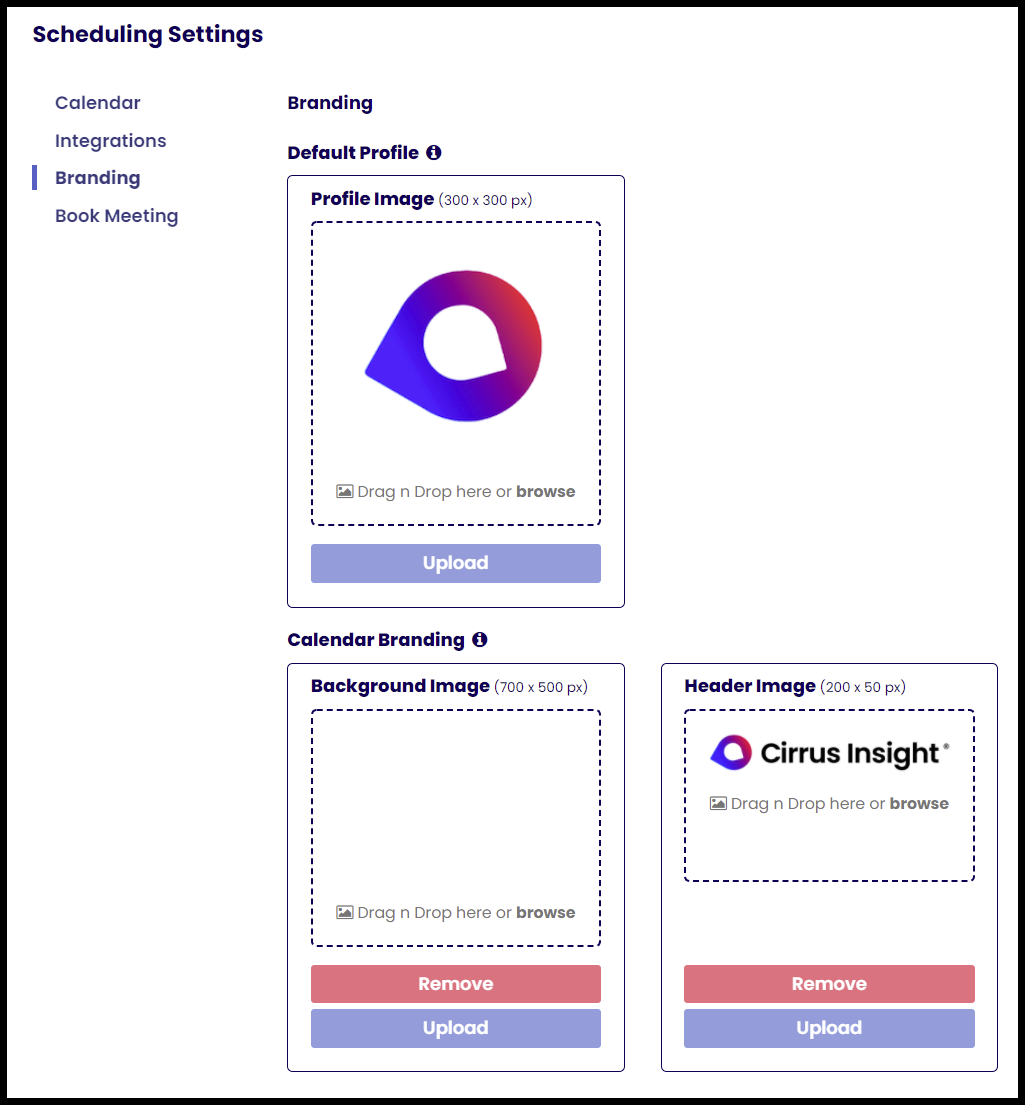 admin scheduling branding