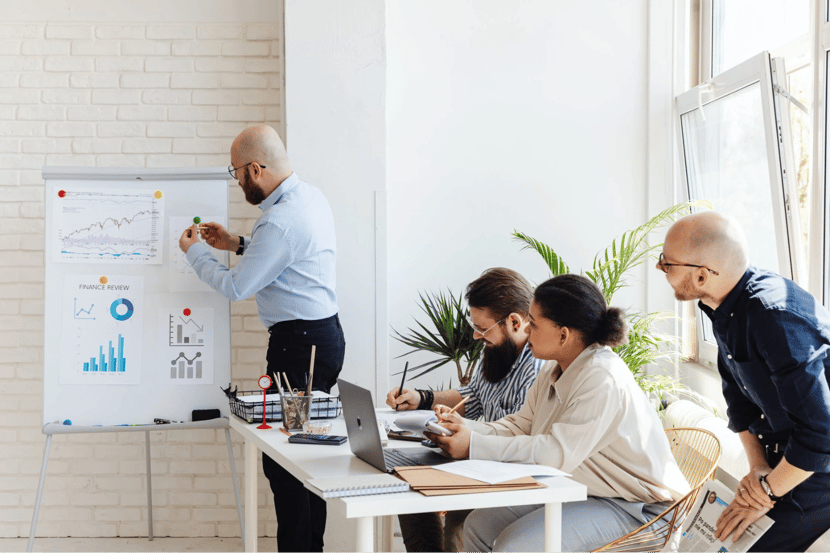 A man conducting a CRM Database Audit Presentation.