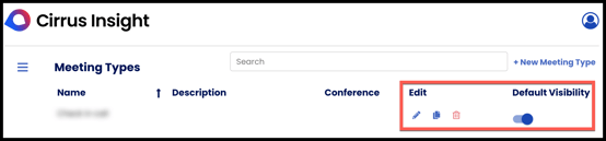 dashboard meeting types edit default visibility