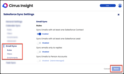 email sync settings