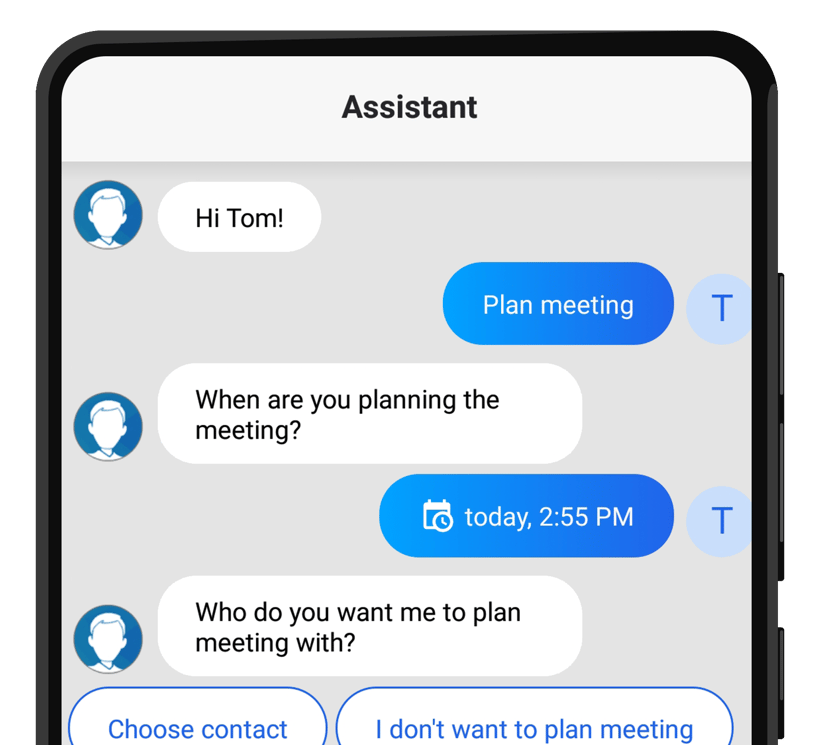 mobile assistant chat chatting on a phone