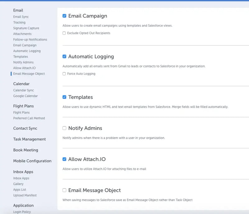Salesforce Email Object Menu