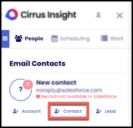 sidebar create contact quick action CI21