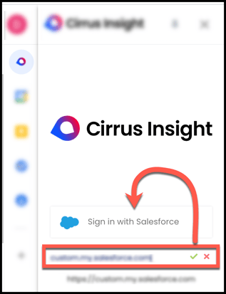 sign in with salesforce custom URL entered