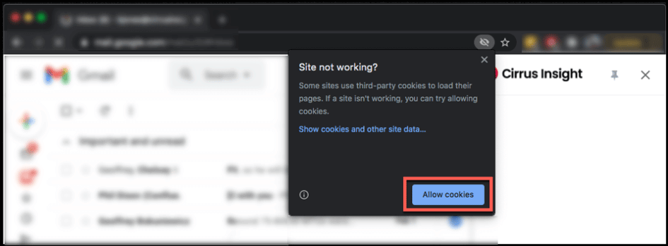 Screenshot of allowing images