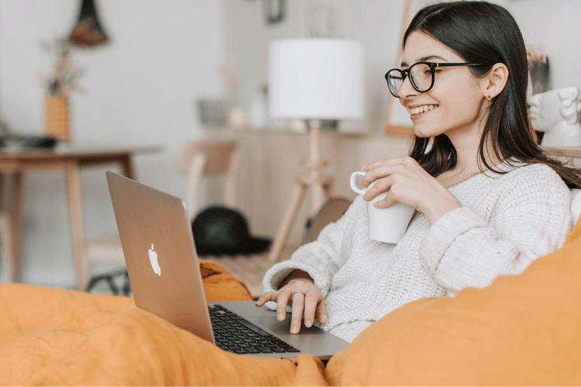 Woman with laptop doing Data Capture