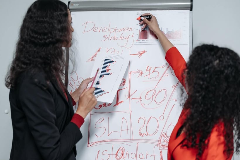 Cirrus Insight. Women presenting on a white board.