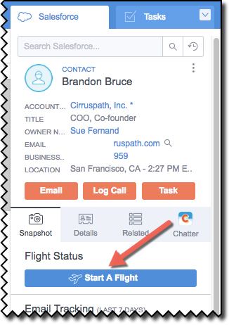 How do I start a Flight for a lead or contact?
