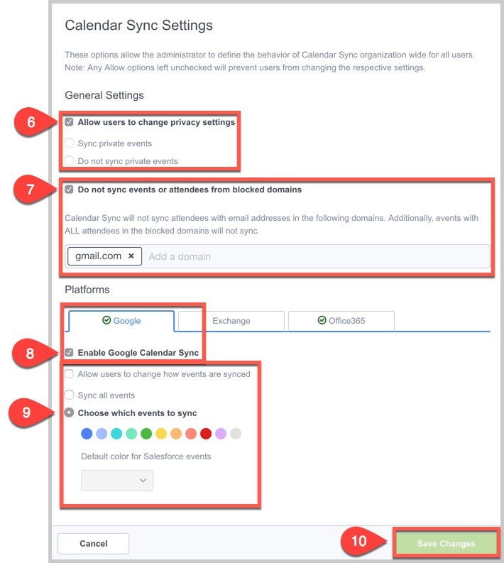 For Admins: How do I set organization preferences for Calendar Sync?