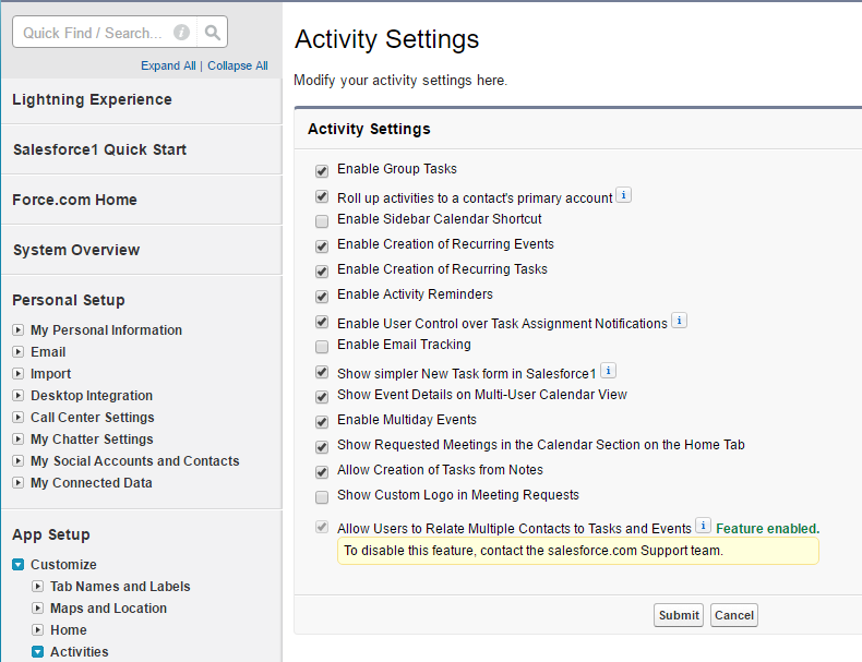 enable user control over task assignment notifications salesforce